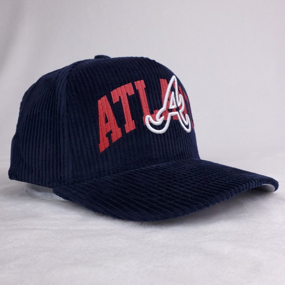 Atlanta Braves Mitchell & Ness MLB Pro Fit Snapback Hat Cap 3D Logo Navy NWT - Picture 3 of 8